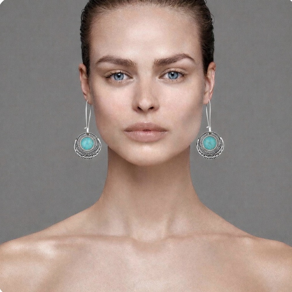 Turquoise and Silver Dangle Earrings